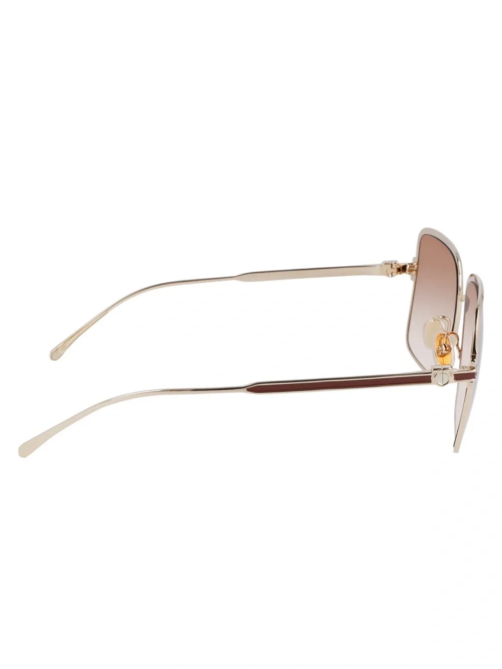 New Salvatore Ferragamo SF317S 704 Brown Lens Square Metal Women Sunglasses